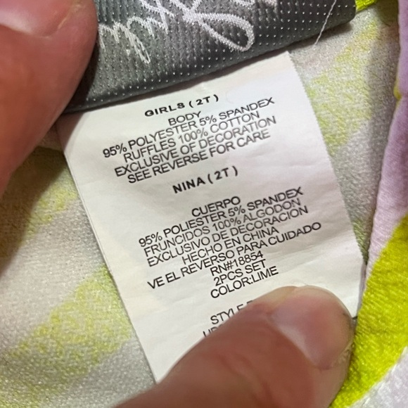 Emily Rose Lime Green Pink Floral Ruffle Sleeveless Dress, Size 2T - Picture 5 of 5